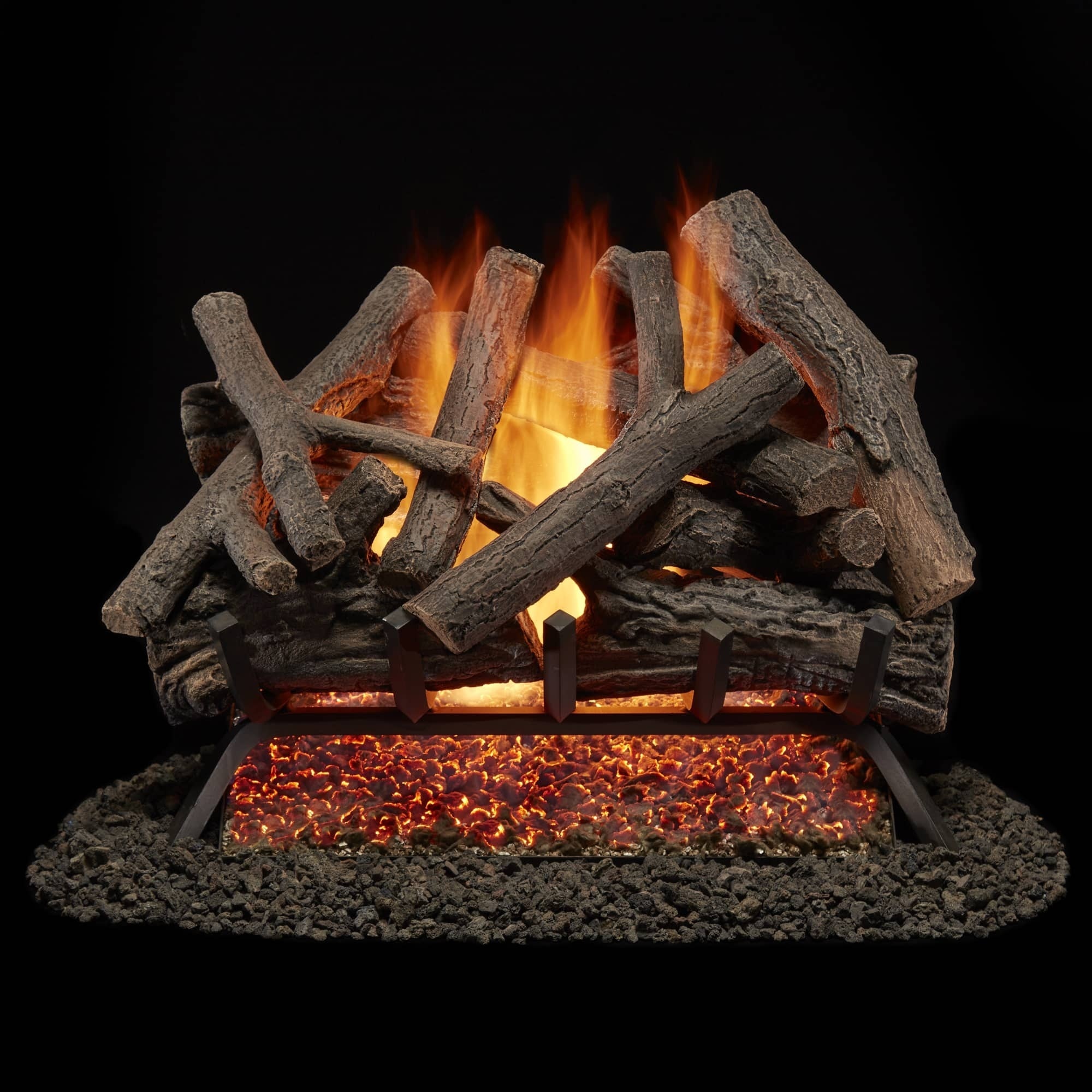 Bluegrass Living, Vented NG Gas Fireplace Log Set With Remote Contr, Heat Output 55000 Btu/hour, Heating Capability 1500 ft², Model# BVL24-3-RO